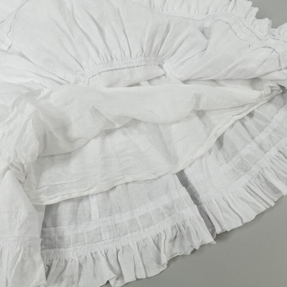 MORTON MAC Elsied Dress Womens Small White Linen Tiered Flattering Australia - Picture 11 of 15